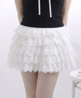【予約　5/15発送】ミルフィーユティアードレースミニスカート【SD】
