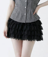 【予約　5/15発送】ミルフィーユティアードレースミニスカート【SD】
