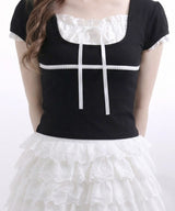 【予約　5/15発送】ヨークレースレイヤード風トップス【SD】