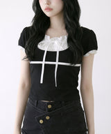 【予約　5/15発送】ヨークレースレイヤード風トップス【SD】
