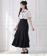 【予約　5/1発送】上品大人フリル半袖シャツブラウス【SD】