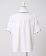 【予約　5/1発送】上品大人フリル半袖シャツブラウス【SD】