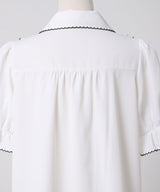 【予約　5/1発送】上品大人フリル半袖シャツブラウス【SD】