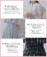 ヨークフリルセットアップ風ドッキング半袖ワンピース