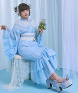 【まとめ買い対象】【予約　6/25発送】ドットチュールレースフリルマーメイド浴衣3点セット【大きいサイズあり】【SD】