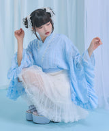 【まとめ買い対象】【予約　6/25発送】ドットチュールレースフリルマーメイド浴衣3点セット【大きいサイズあり】【SD】