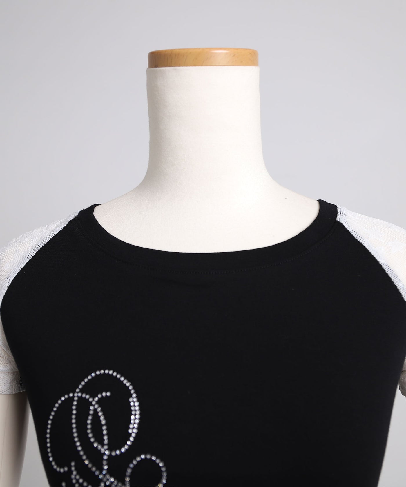 メール便】Y2K星レースラグランスリーブ切替ストーンロゴ 半袖Tシャツ 