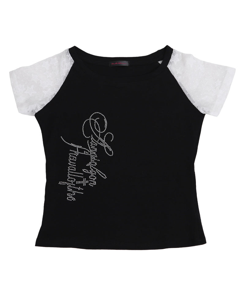 00s y2k ストーンズスロー parra ロゴ Tシャツ M 黒 メール便】Y2K星レースラグランスリーブ切替ストーンロゴ 半袖Tシャツ