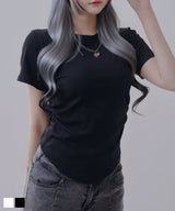 脇シャーリング半袖Tシャツ/カットソー