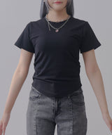 脇シャーリング半袖Tシャツ/カットソー