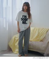 Tシャツ×ギンガムチェックパンツセットルームウェア