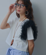 【感謝祭セール対象】チュールフリルTシャツ