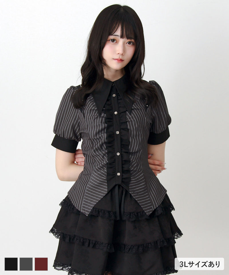 パハマン　コブキャミ　ブラック　38　フリル　レース 黒薔薇の貴婦人 編み上げビスチェ風ドレス | HoshibakoWorks