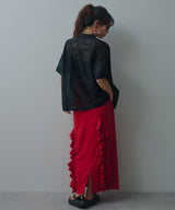 パッチワーク風総刺繍シアー半袖シャツ