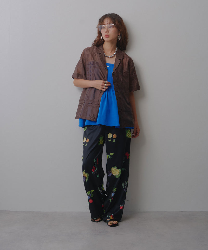 パッチワーク風総刺繍シアー半袖シャツ – レディースファッション通販