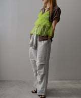 パッチワーク風総刺繍シアー半袖シャツ