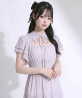 【予約　7/9発送】デコルテオープンティアードロングワンピース【大きいサイズあり】【SD】