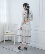 【8/27 11時より発売】2wayシアードットティアードロングワンピース