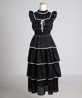 【8/27 11時より発売】2wayシアードットティアードロングワンピース