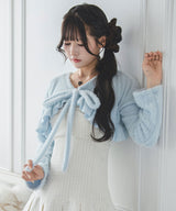【予約　9/11発送】ハートチャーム付きシャギーショートフリルボレロカーディガン【大きいサイズあり】【SD】