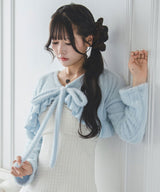 【予約　9/11発送】ハートチャーム付きシャギーショートフリルボレロカーディガン【大きいサイズあり】【SD】