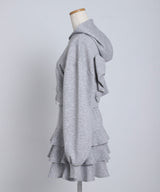 【予約　9/16発送】バックリボンスウェットパーカー＆ティアードミニスカートセットアップ【大きいサイズあり】