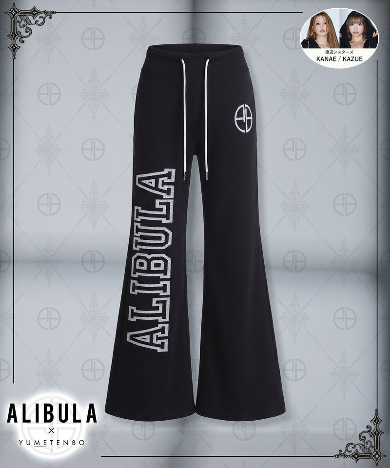 予約 9/29発送】【ALIBURA】ラメロゴスウェット脚長フレアパンツ