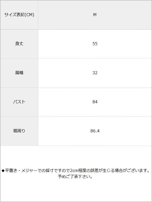 レース切り替えVネックノースリトップス / サイズ表