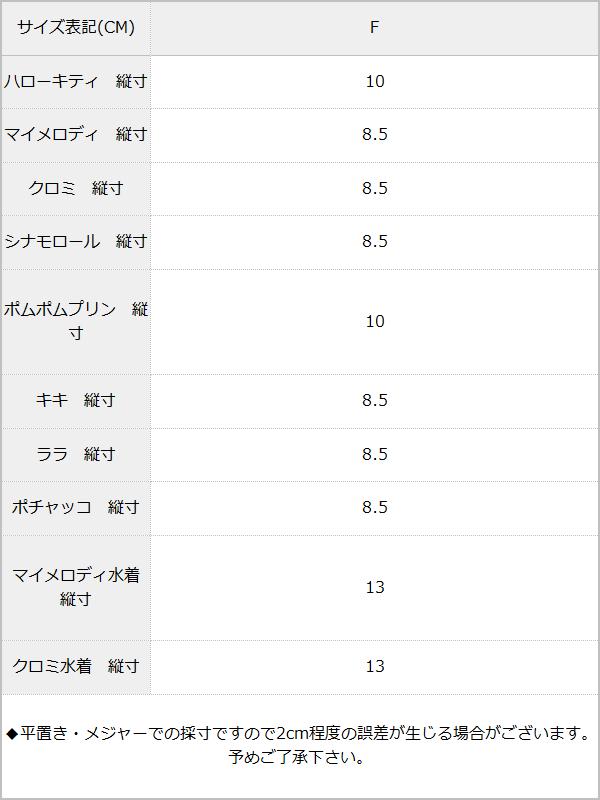 【海外発送不可】サンリオキャラクターズぬいぐるみキーチェーン / サイズ表
