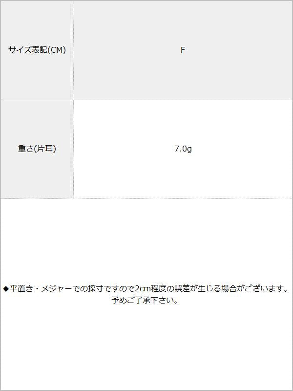 ビッグスターピアス / サイズ表
