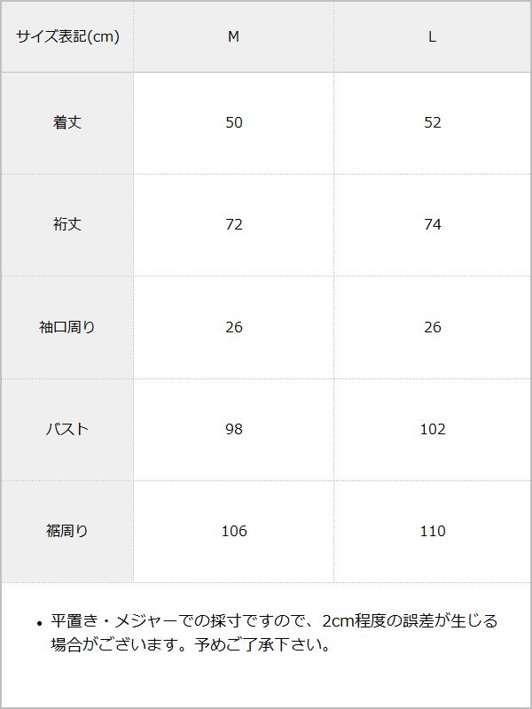 2WAYフロントボタンブラウス / サイズ表
