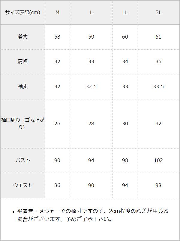 ショルダーレースモテフリルボウタイブラウス / サイズ表