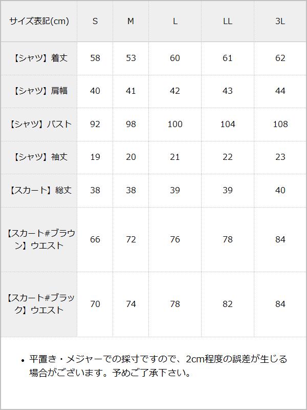 ギャル制服風4点セット / サイズ表