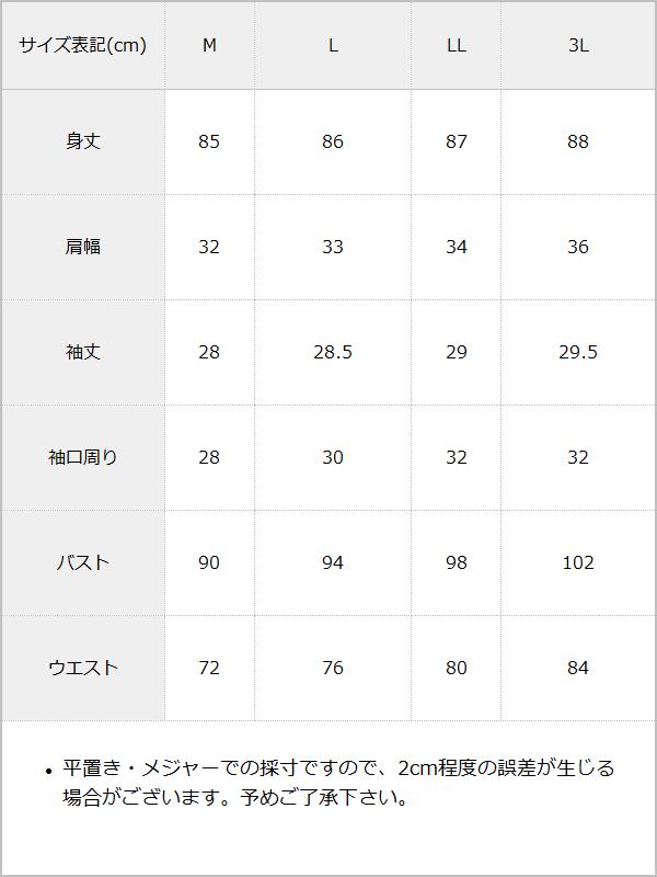 ペンタゴンフリルスクールワンピース / サイズ表