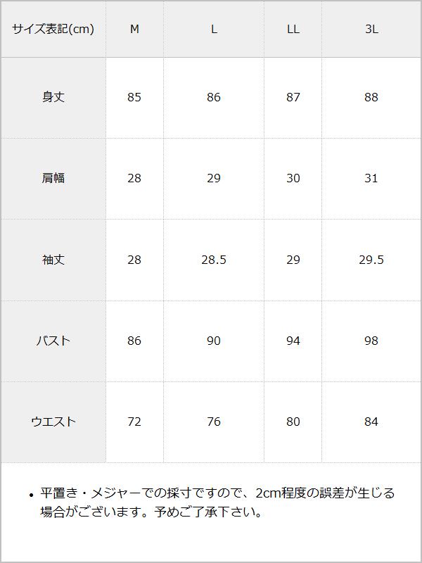 レース角襟クラシカルワンピース / サイズ表
