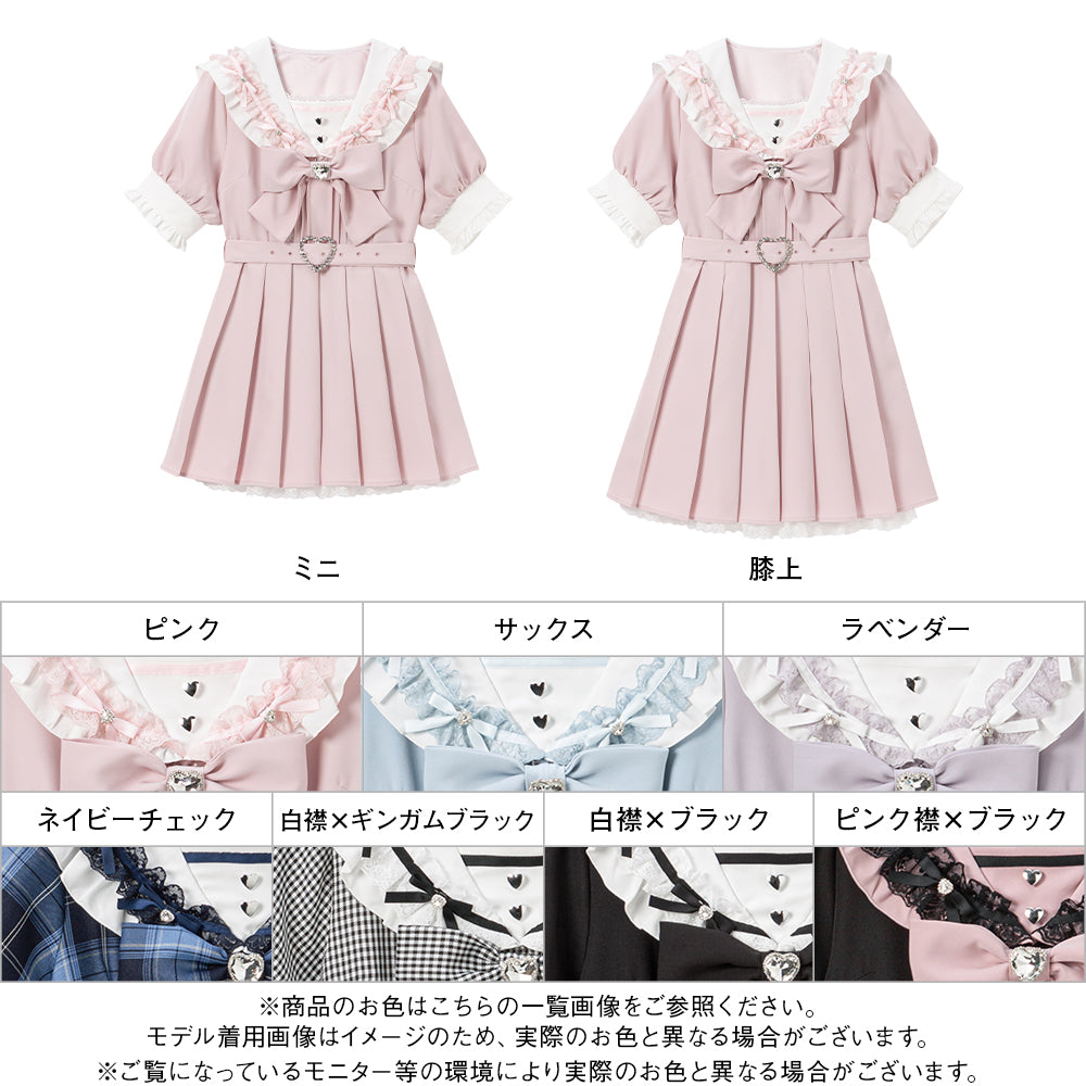 DearMyLove セーラービジューレースフリルワンピース ミニ 3L DearMyLove ワンピース セーラービジューレースフリルワンピース