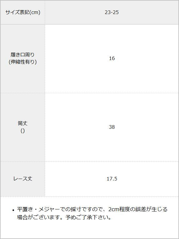 くしゅくしゅレースリブソックス / サイズ表