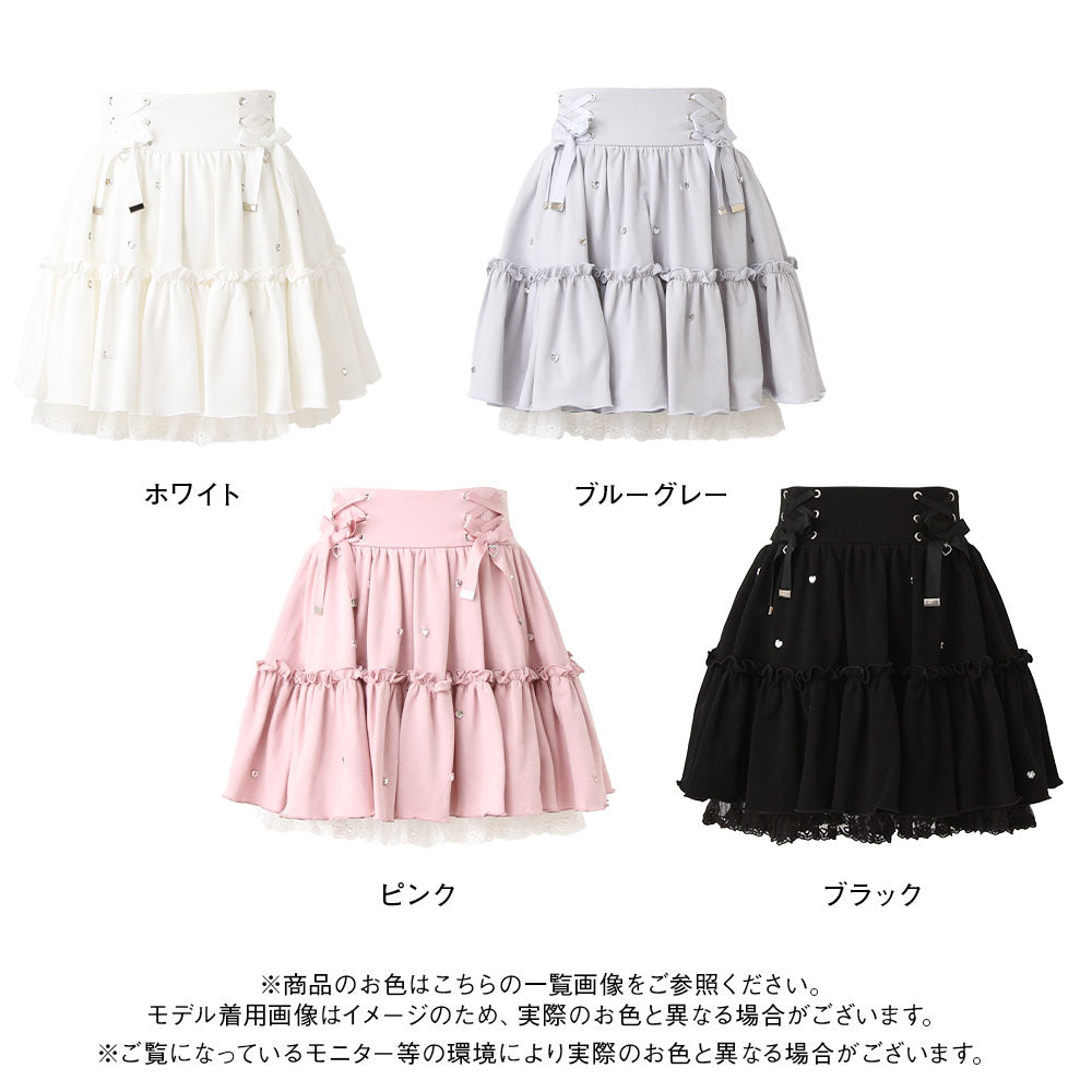 【❤︎様】フリル付きハートビジュー ピンクスカート Timesale対象】【送料無料】キラキラビジューハートフリル