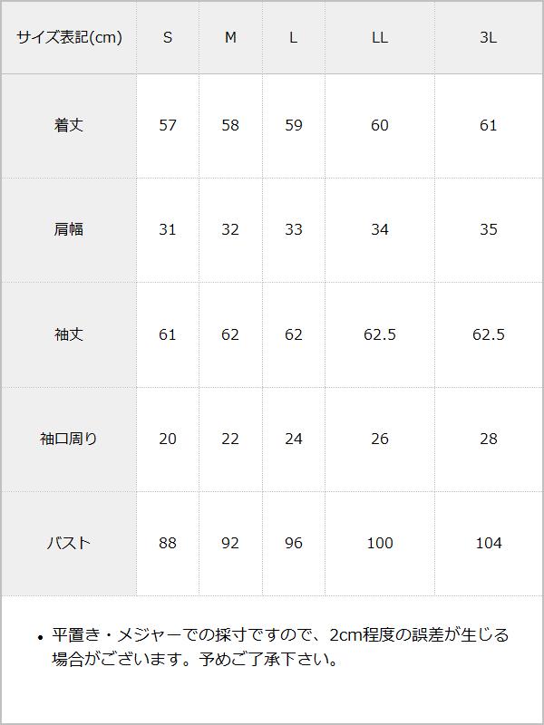 選べる衿レース重ね上品ブラウス / サイズ表