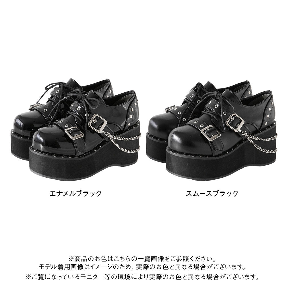 感謝祭セール対象】厚底スタッズチェーン地雷パンプス – レディース