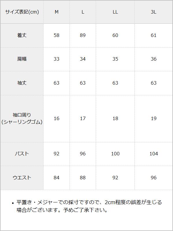 【予約 9/8発送】バラリボン付ガーリーブラウス【大きいサイズ有り】 / サイズ表