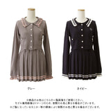 襟付きニットプリーツミニセットアップ【大きいサイズ有り】