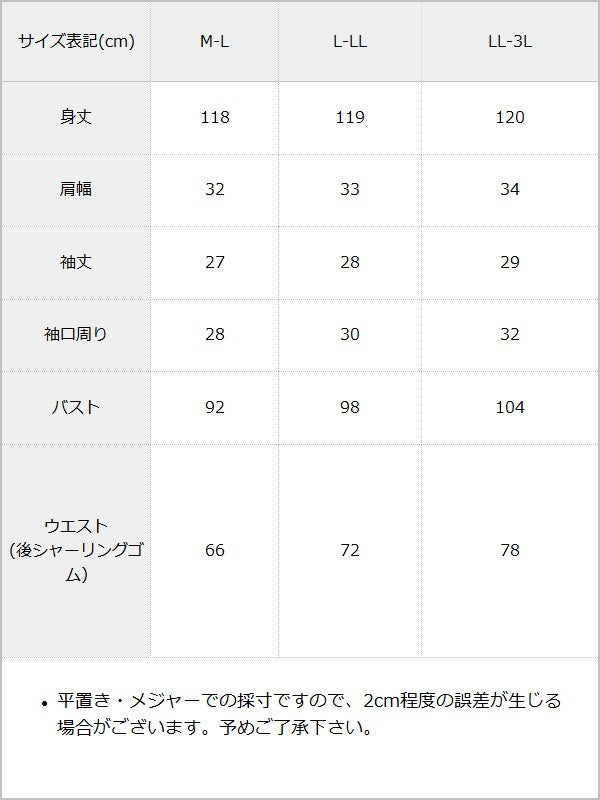 ヨークフリルセットアップ風ドッキング半袖ワンピース / サイズ表