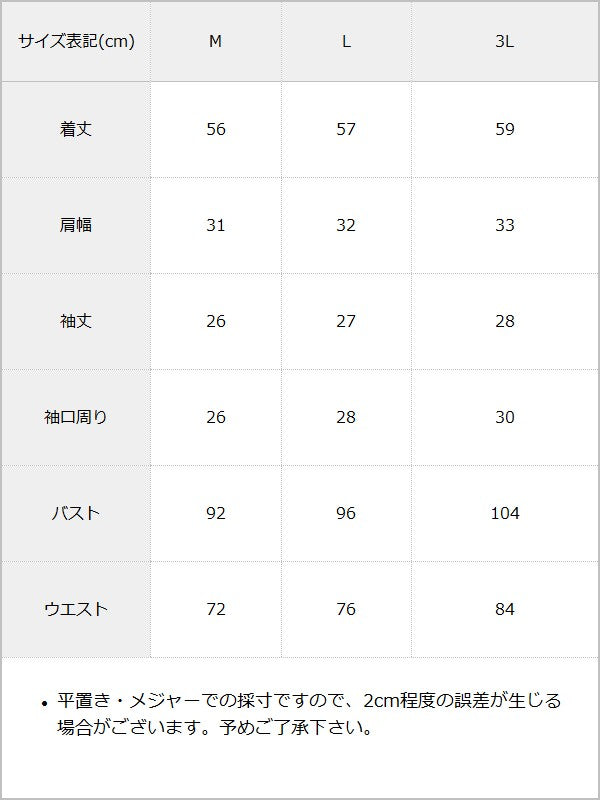 【予約　6/8発送】ゴシック風角襟フリルレースアップギャザーブラウス / サイズ表