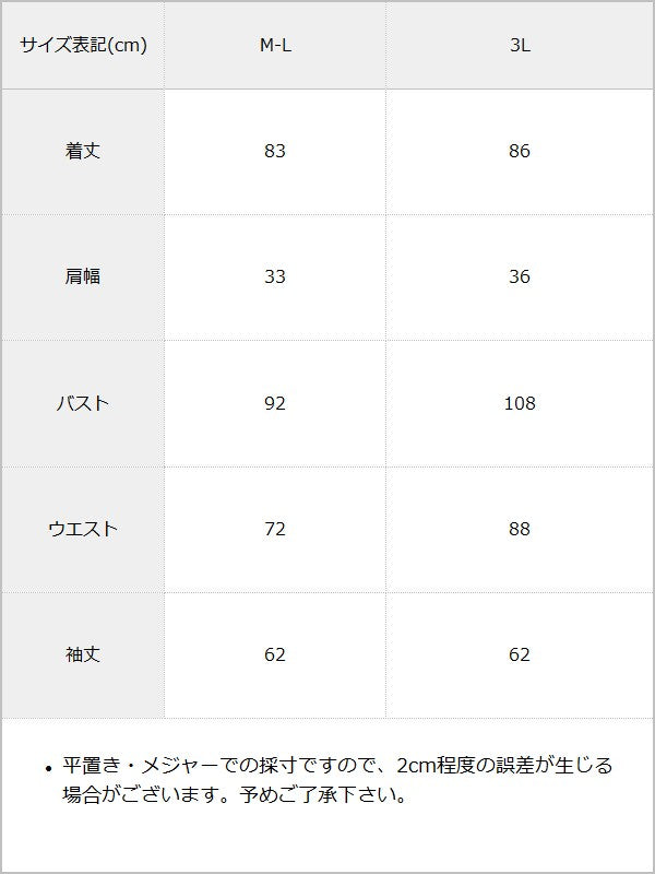 【9/11　12時より発売開始】【サンリオ×DML】なりきりアイドルワンピース【予約　9/29発送】【海外発送不可】【SD】 / サイズ表