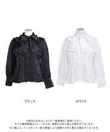 【9/22 10:59まで10％OFF】【予約　9/29発送】ゴシック風ジャガードボウタイクロスバラレースブラウス【SD】