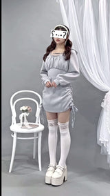 ヨークギャザーフードミニワンピース【大きいサイズ有り】