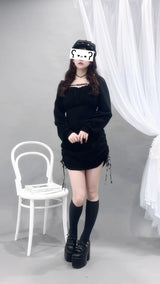 ヨークギャザーフードミニワンピース【大きいサイズ有り】