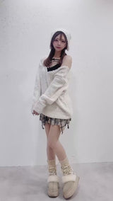 【予約　12/29発送】バックビックリボンゆるニットトップス