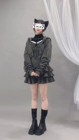 ティアードフリルミニキャミワンピ&パーカーセットアップ【大きいサイズあり】